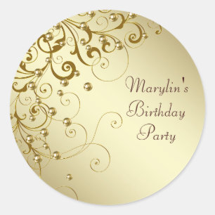 Elegante goudkleurige wervelstickers ronde sticker