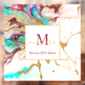 Elegante Goudvos Marmeren Monogram Schoonheidssalo Raamsticker (Vel 2)