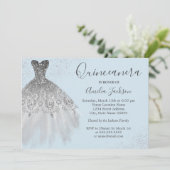 Elégante Gown Dusty Blue Quinceanera Invitation (Debout devant)