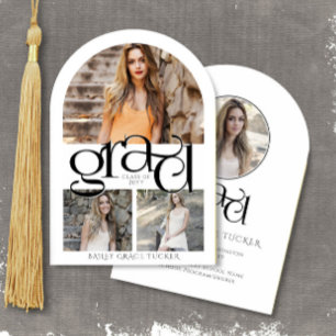 Elegante GRAD 4-foto-collageboog Afstuderen Kaart