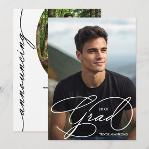 Elegante Grad Script Foto Afstuderen Aankondiging