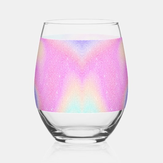 Elegante Gradiënt Glitter Swirl Holografisch Wijnglas Zonder Voet (Achterkant)