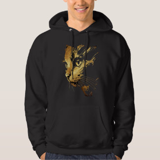 Elegante Grafiek Zwarte Kat en Textuur Goud Hoodie