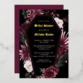 Elegante Grafroos Bruidsdouche Folie Uitnodiging