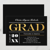 Élégante Grande Lettres d'or Invitation de diplôme (Devant / Derrière)