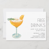 Elegante Grappige Gratis Drinken Foto Bruiloft Save The Date (Voorkant)