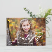 Elegante Grateful Bold Script Photo Thanksgiving Feestdagenkaart (Staand voorkant)