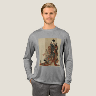 "Elegante Gratie" Japanse Kat in Kimono Kunst Tri-Blend Shirt