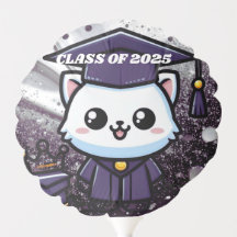 Élégante Gratuation Kitty Purple Gown Balloon