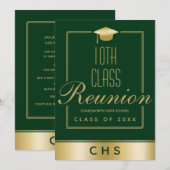Elegante Green Gold Script 10e klasse reünie Kaart (Voorkant / Achterkant)
