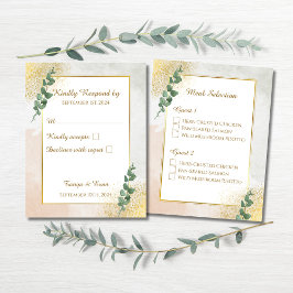 Elegante Green & Gold Wedding RSVP Response Kaart