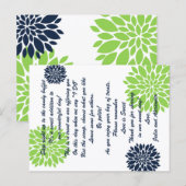 Elégante Green Navy Floral Burst Candy Cartes Buff (Devant / Derrière)