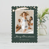 Elégante Green Starry Photo Joyeuse carte de Noël (Debout devant)
