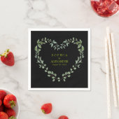 Elegante Greenery Heart Wedding gepersonaliseerd Servet (Insitu)