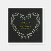 Elegante Greenery Heart Wedding gepersonaliseerd Servet (Voorkant)