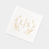 Elegante Greenery Krans Monogram bruiloft Folie Servetten (Links)