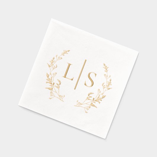 Elegante Greenery Krans Monogram bruiloft Folie Servetten (Links)