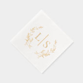 Elegante Greenery Krans Monogram bruiloft Folie Servetten (Rechts)