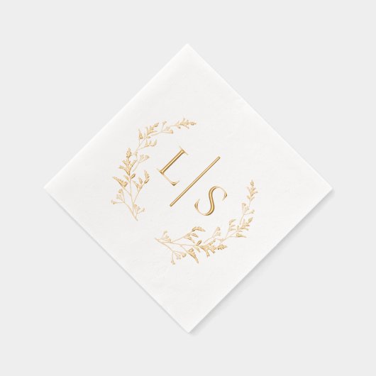 Elegante Greenery Krans Monogram bruiloft Folie Servetten (Rechts)