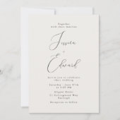 Elegante Greige Script bruiloft uitnodiging (Voorkant)