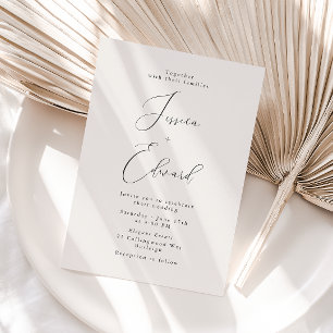 Elegante Greige Script bruiloft uitnodiging