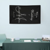 Elegante Grey M Initiaal en namen Trouwbanner Spandoek (Beurs)