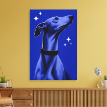 Elegante Greyhound Blauwe Monochrome Redactionele