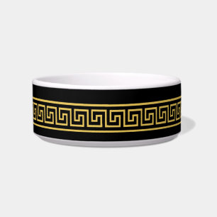 Elegante Griekse Key Monogram Pet Bowl Voerbakje