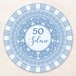 Elegante Griekse of Romeinse verjaardag met aangep Ronde Kartonnen Onderzetter