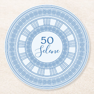 Elegante Griekse of Romeinse verjaardag met aangep Ronde Kartonnen Onderzetter