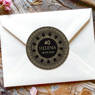 Elegante Griekse of Romeinse verjaardag met aangep Ronde Sticker