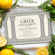Elegante Griekse toga verjaardagsfeest met tempel