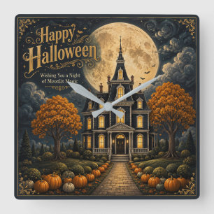 Elegante Griezelen Manor Halloween Vierkante Klok