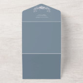 Elegante  grijs-blauw Classic Wedding Invitati All In One Uitnodiging (Buitenkant)