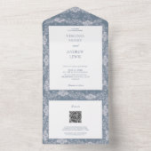 Elegante  grijs-blauw Classic Wedding Invitati All In One Uitnodiging (Binnen)