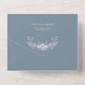 Elegante  grijs-blauw Classic Wedding Invitati All In One Uitnodiging (Achterkant)