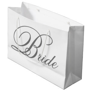 Elegante Grijs Classic Script Bruid Grote Gift Bag Groot Cadeauzakje