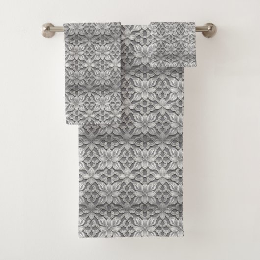 Elegante Grijs en Goud Abstract Handdoek Set (Insitu)