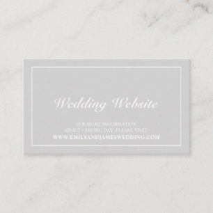 Elegante grijs-witte bruiloft website informatiekaartje