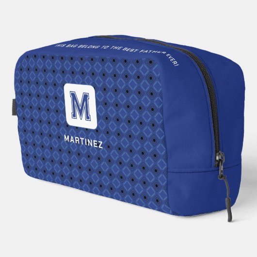 Elegante grijsblauwe toilettas voor Man/vader Toilettasje (Rechterhoek)