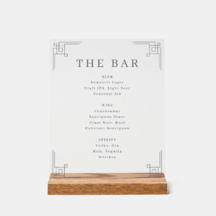 Elegante Grijstintinten Minimalistische Bar Menu Acryl Bord