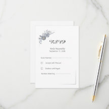 Elegante grijze bloem bruiloft RSVP antwoordkaart