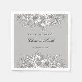 Elegante grijze bloem bruiloft shower servetten (Voorkant)