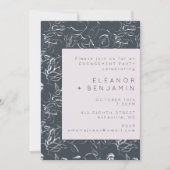 Elegante Grijze Bloemen Botanische Engagement Part Kaart (Voorkant)