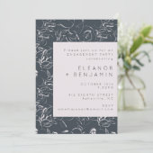Elegante Grijze Bloemen Botanische Engagement Part Kaart (Staand voorkant)