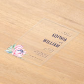Elegante grijze bloemen bruiloftsinvitation acryl uitnodigingen (Laagn)