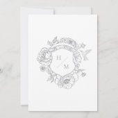 Elegante grijze Chinoiserie Bird & Crest bruiloft Kaart (Achterkant)