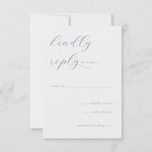 Elegante grijze cursieve RSVP Kaartje