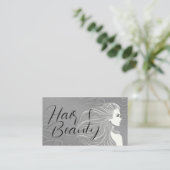 Elegante Grijze Curven Haar & Beauty Salon Kaart Visitekaartje (Staand voorkant)