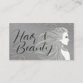Elegante Grijze Curven Haar & Beauty Salon Kaart Visitekaartje (Voorkant)